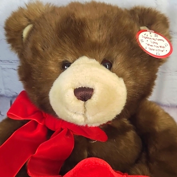 GUND 19" Classic Brown Teddy Bear Red Ribbon & Star Plush Stuffed Animal Toy - Picture 5 of 13